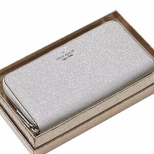 Kate Spade KENZIE Silver Glitter large Wallet in color Lunar Light LIKE NEW NWOT